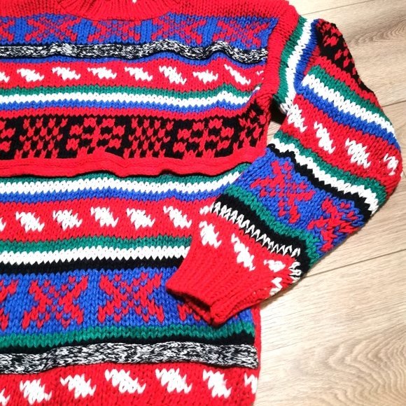 Vintage Fun Abstract Knit Sweater 80s Pullover - Picture 2 of 3